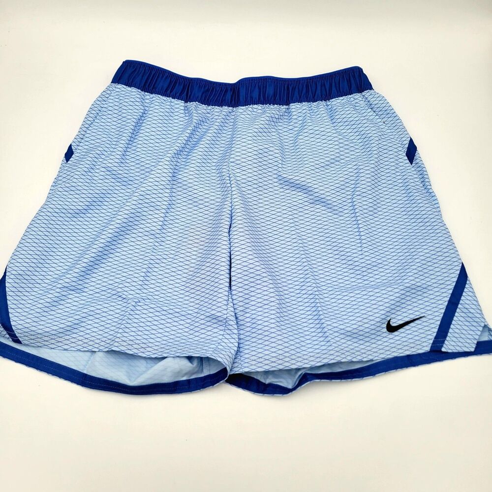 Nike Court Victory Dri-FIT 7" Men's Tennis Shorts Size L Blue Geometric NWT - Picture 2 of 4
